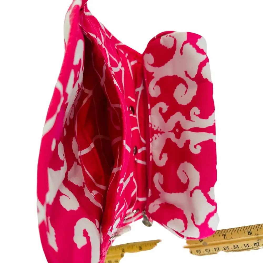 Initials Inc. Jewelry Roll Organizer Pink White Ikat Travel Case Foldable Bag
